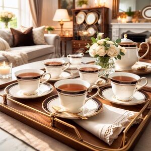 Vintage Royal Doulton Harrow Tea Cup & Saucer Set – Set of 5